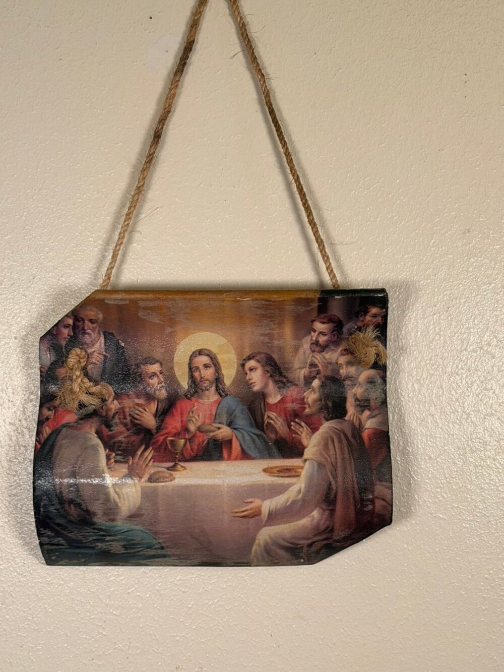 Textured Heavy Wave Tile Last Supper Wall Hanging Devotional Art